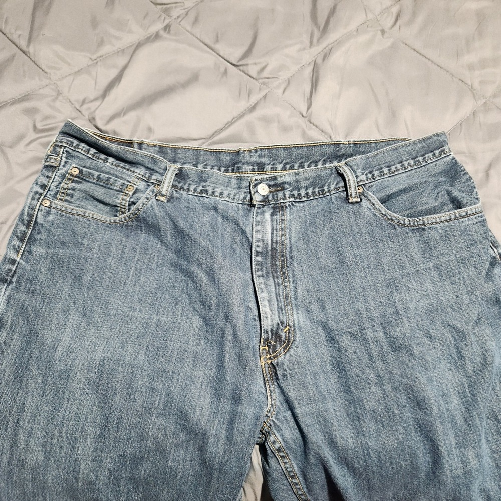 Levi's 559 Men's Jeans 46x30 Actual 44x27 Relaxed Straight Blue Denim Raw Hem - Picture 3 of 13